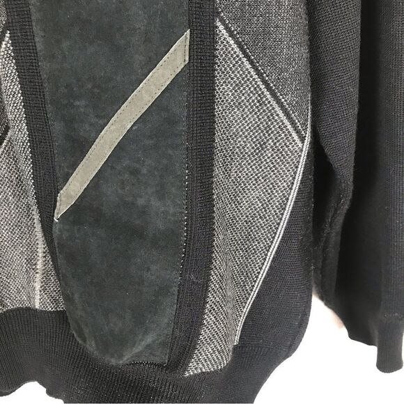 tagio Vintage inspired black faux suede collared sweater M - Picture 4 of 6